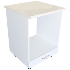 Corp pentru cuptor incorporabil cu sertar Zebra, Alb/MDF Alb lucios, cu blat Travertin, 60 x 85 x 60 cm